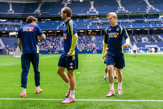 Lucas Bergvall of the Swedish national football team at a