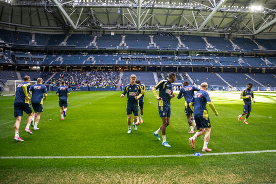 Players of the Swedish national football team at a training