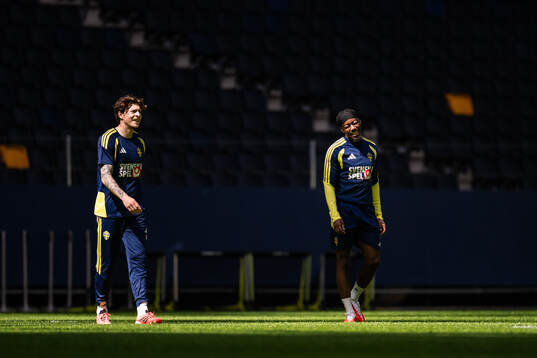Victor Nilsson Lindelöf and Anthony Elanga of the Swedish