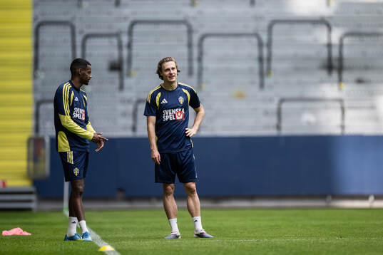 Alexander Isak and Mattias Svanberg of the Swedish national