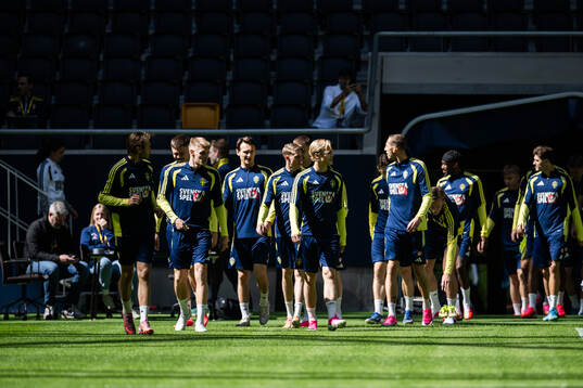 Players of the Swedish national football team at a training