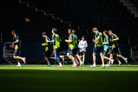Players of the Swedish national football team at a training