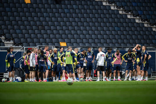 Players of the Swedish national football team at a training