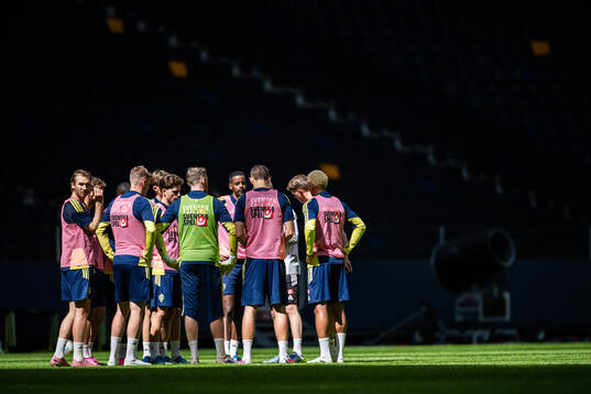 Players of the Swedish national football team at a training