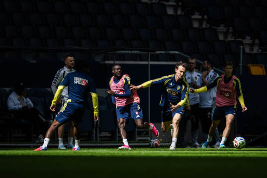 Ken Sema and Hjalmar Ekdal of the Swedish national football