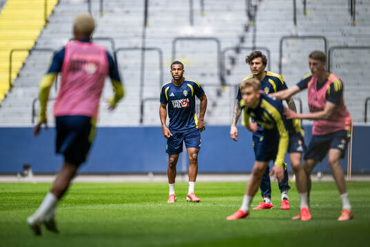 Isak Hien of the Swedish national football team at a