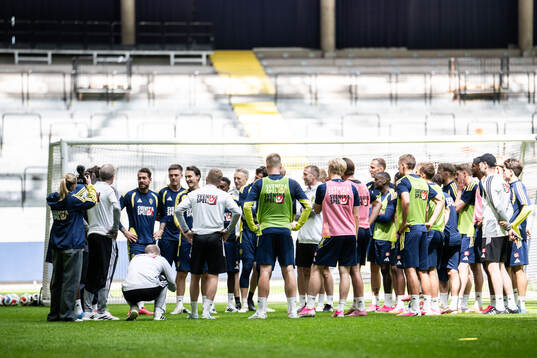 Players of the Swedish national football team at a training