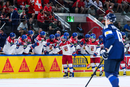 Filip Hronek of Czech Republic celebrates