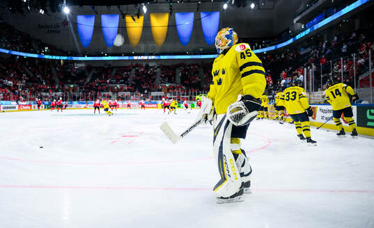 Goaltender Magnus Hellberg of Sweden