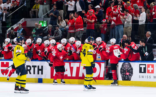Viggo Björck and Joel Persson of Sweden look dejected