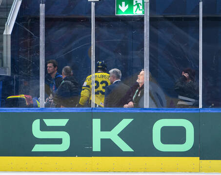 Oliver Ekman-Larsson of Sweden leaves the ice fue to injury