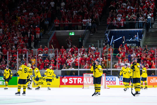 Simon Holmström of Sweden looks dejected