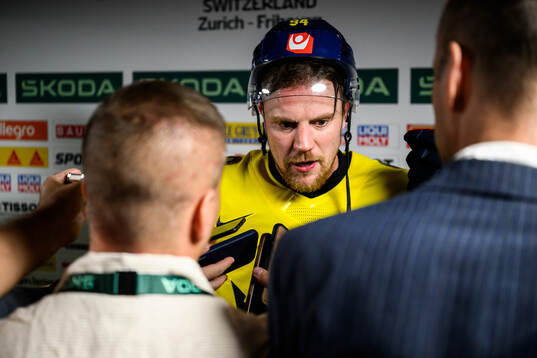 Joel Persson of Sweden is interviewed