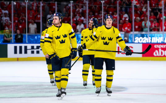 Linus Karlsson and Emil Heineman of Sweden look dejected