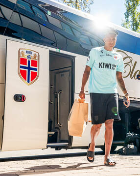 Antonio Nusa of the Norwegian national football team arrives
