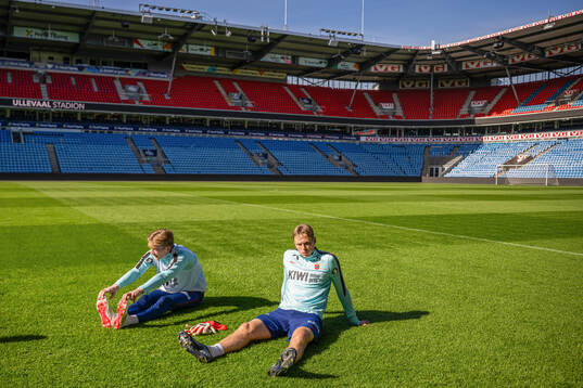 Goalkeeper Sander Tangvik and Torbjørn Lysaker Heggem of