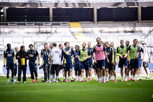 Players of the Swedish national football team at a training