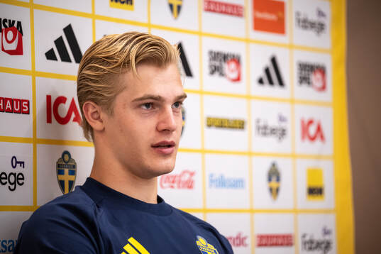 Lucas Bergvall of the Swedish national football team