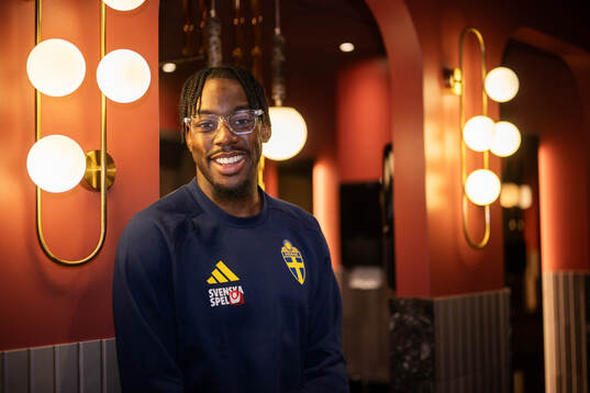 Anthony Elanga of the Swedish national football team poses