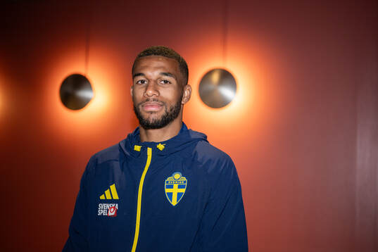 Isak Hien of the Swedish national football team poses for a