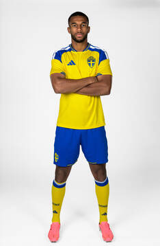 Isak Hien of the Swedish national football team poses for a