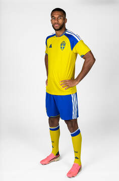 Isak Hien of the Swedish national football team poses for a