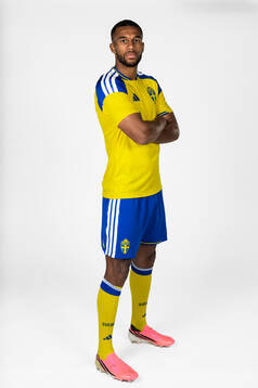 Isak Hien of the Swedish national football team poses for a