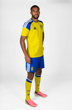 Isak Hien of the Swedish national football team poses for a