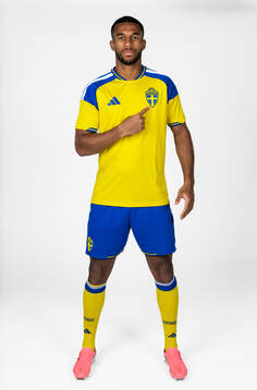 Isak Hien of the Swedish national football team poses for a