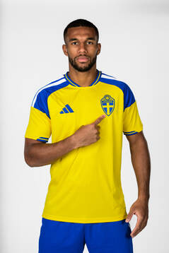 Isak Hien of the Swedish national football team poses for a