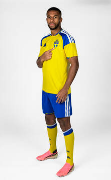 Isak Hien of the Swedish national football team poses for a