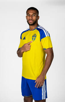 Isak Hien of the Swedish national football team poses for a