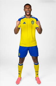 Isak Hien of the Swedish national football team poses for a