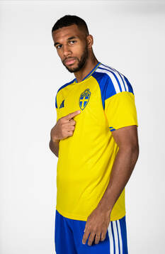 Isak Hien of the Swedish national football team poses for a