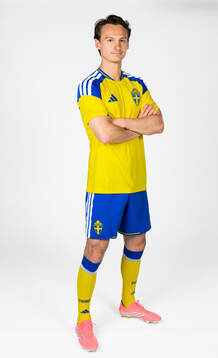 Hjalmar Ekdal of the Swedish national football team poses