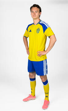 Hjalmar Ekdal of the Swedish national football team poses