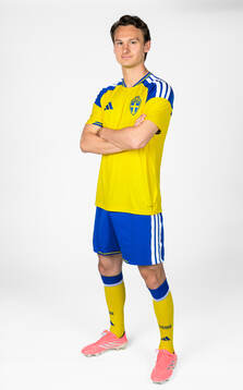 Hjalmar Ekdal of the Swedish national football team poses