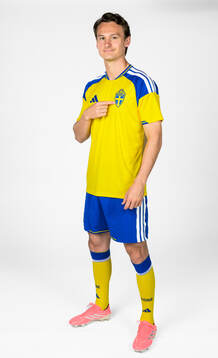 Hjalmar Ekdal of the Swedish national football team poses