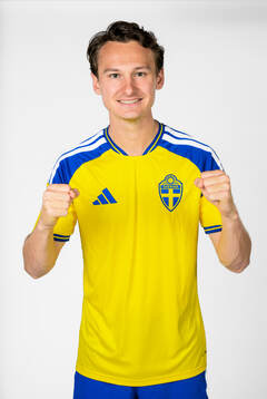 Hjalmar Ekdal of the Swedish national football team poses