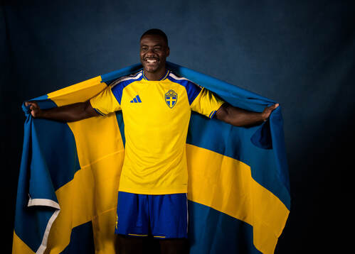 Ken Sema of the Swedish national football team poses with a