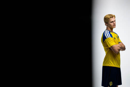 Lucas Bergvall of the Swedish national football team