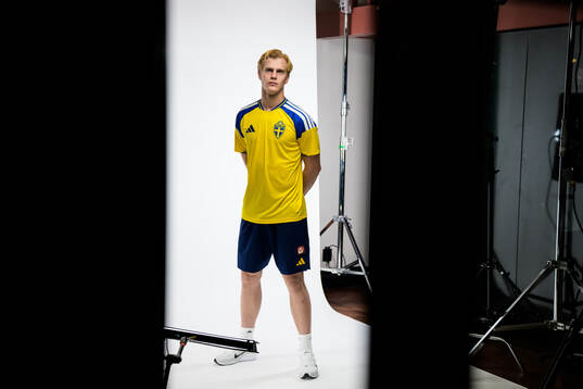 Lucas Bergvall of the Swedish national football team