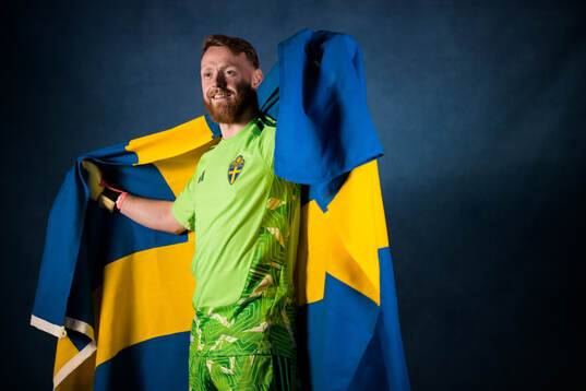 Goalkeeper Viktor Johansson of the Swedish national