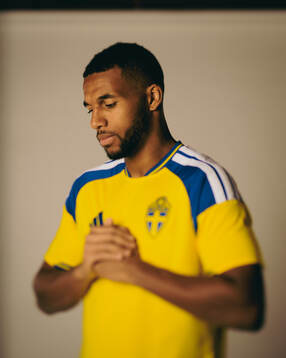 Isak Hien of the Swedish national football team poses for a