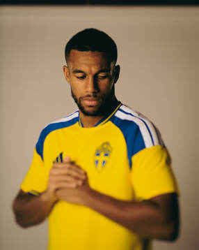 Isak Hien of the Swedish national football team poses for a