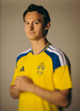 Hjalmar Ekdal of the Swedish national football team poses