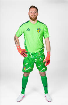 Goalkeeper Viktor Johansson of the Swedish national
