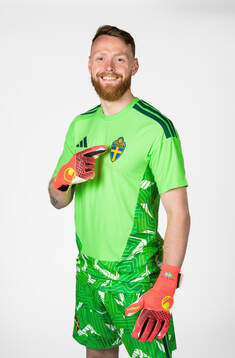 Goalkeeper Viktor Johansson of the Swedish national