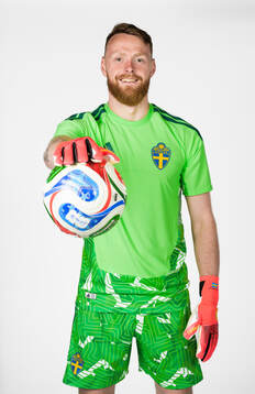 Goalkeeper Viktor Johansson of the Swedish national
