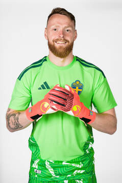 Goalkeeper Viktor Johansson of the Swedish national